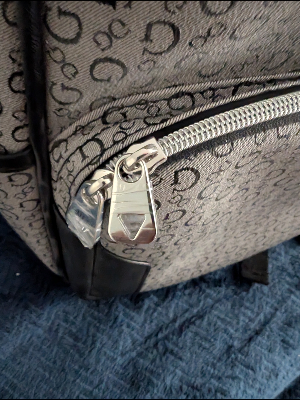 GUESS Gray and Black Monogram Backpack - Picture 4 of 5